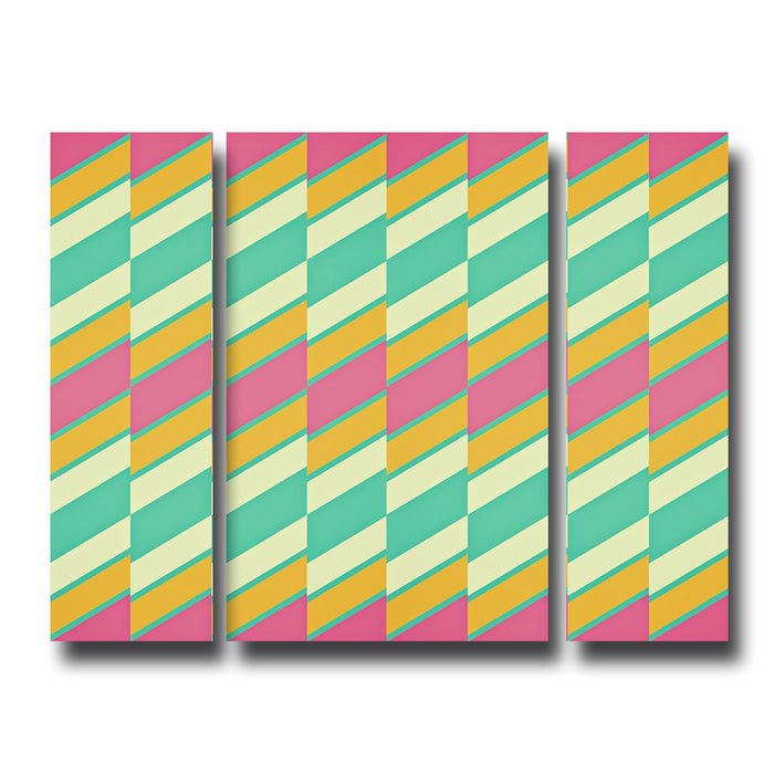 Geometric Study No. 17' 3 Piece Wrapped Canvas Wall Art Set
