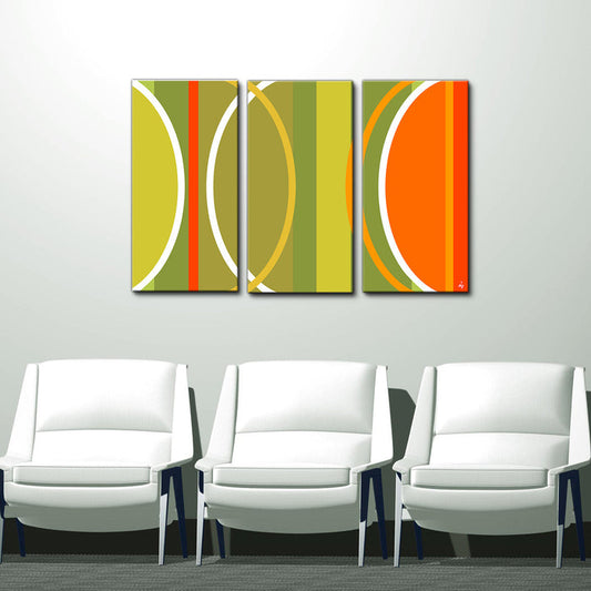 Geometric Study No. 2-B'  3 Piece Wrapped Canvas Wall Art Set