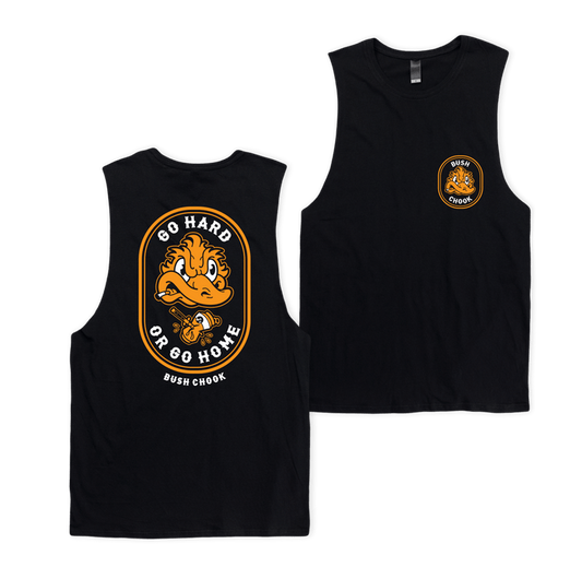 Go Hard or Go Home Muscle Tee Black Muscle Bush Chook