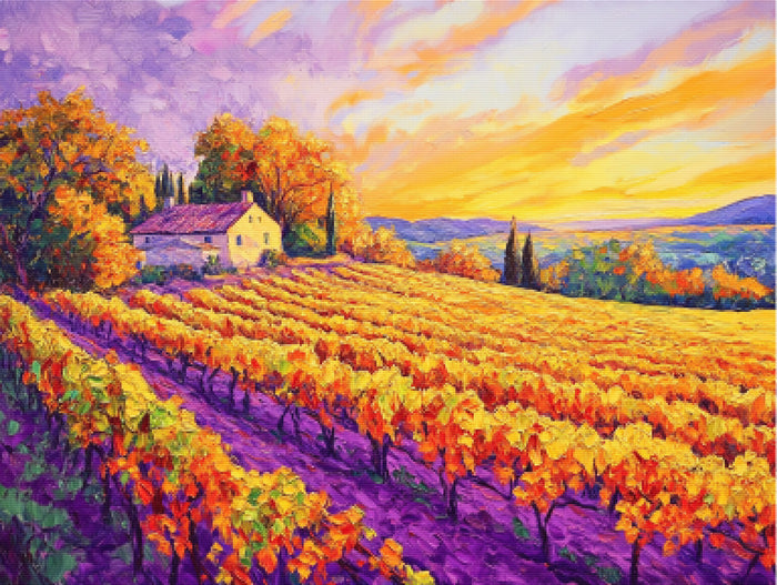 Gold And Purple Autumn Vineyard
