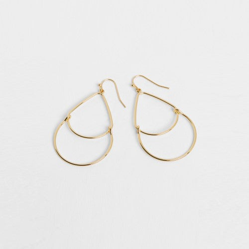 * Gold Double Teardrop Dangle Earrings