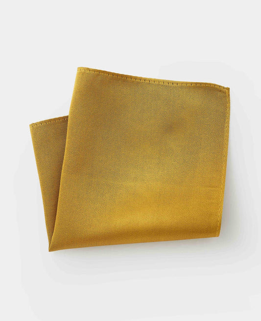Men's Gold Twill Silk Pocket Square folded