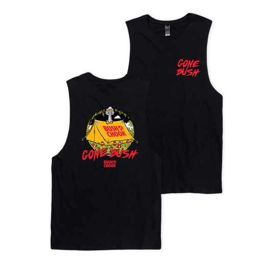Gone Bush Muscle Black Clothing Bush Chook