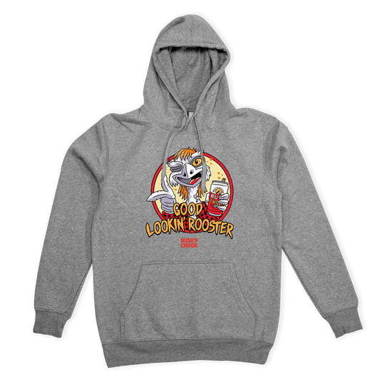 Good Lookin' Rooster Hoodie Grey T-Shirt Bush Chook