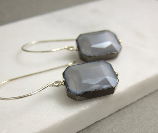 Gray and Black Crystal Earrings