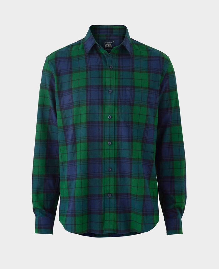 Men's Green Blue Brushed Cotton Check Slim Fit Casual Shirt mannequin shot