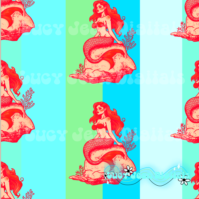 Green blue stripe Mermaid Seamless File