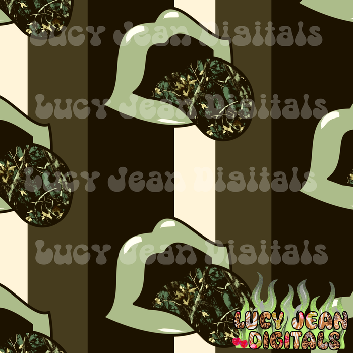 Green Camo Lips Striped Seamless File
