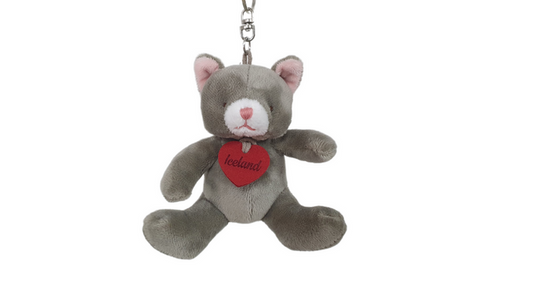 Grey Cat Keyring 9cm - Plush Toys