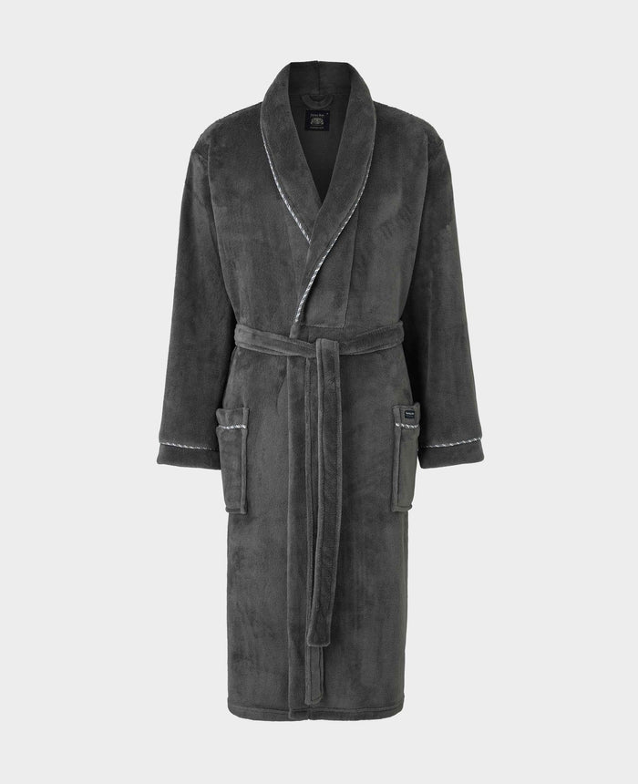 Grey Rope Edge Fleece Dressing Gown mannequin shot