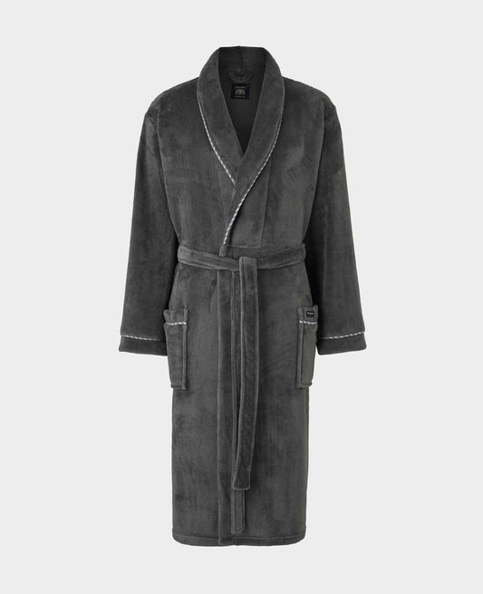 Grey Rope Edge Fleece Dressing Gown mannequin shot