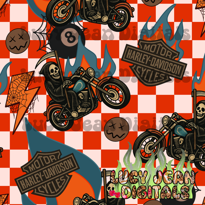 Grim reaper HD motorcycle Seamless File