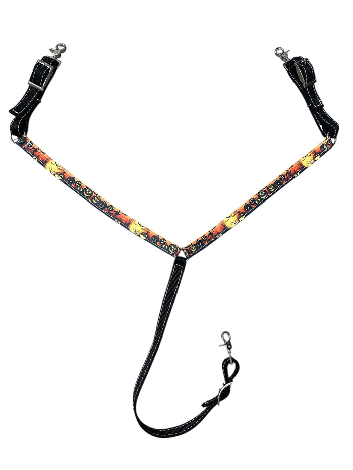 Halloween print tack set breast collar nylon horse size