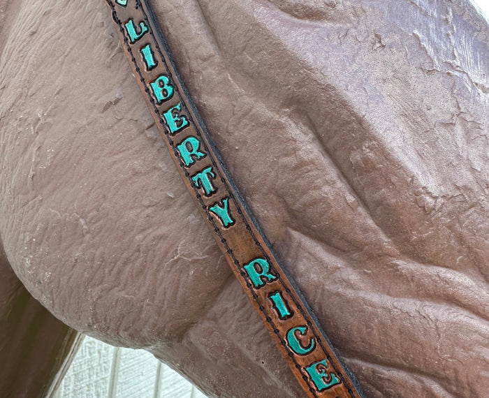 Hand painted and tooled  leather Headstall horse size