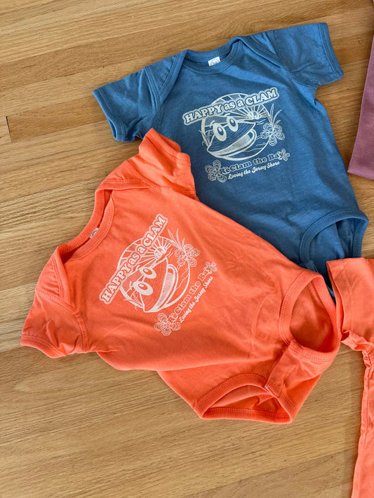 "Happy as a Clam" Toddler T-Shirts and Onesies with Jetty Design