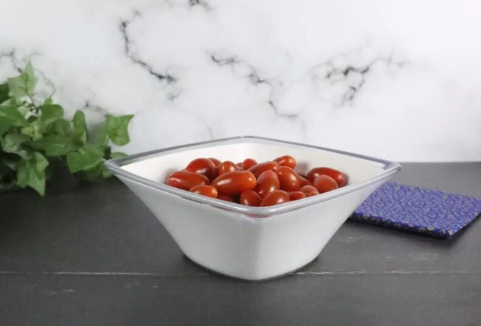 Harfield Acrylic White Curved Display Bowl 1.3Ltr / 20cm x 20cm x 8cm (792)