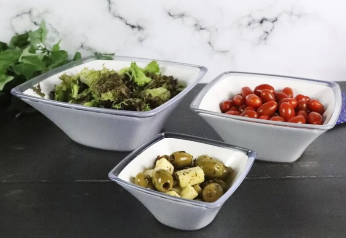 Harfield Acrylic White Curved Display Bowl 1.3Ltr / 20cm x 20cm x 8cm (792)