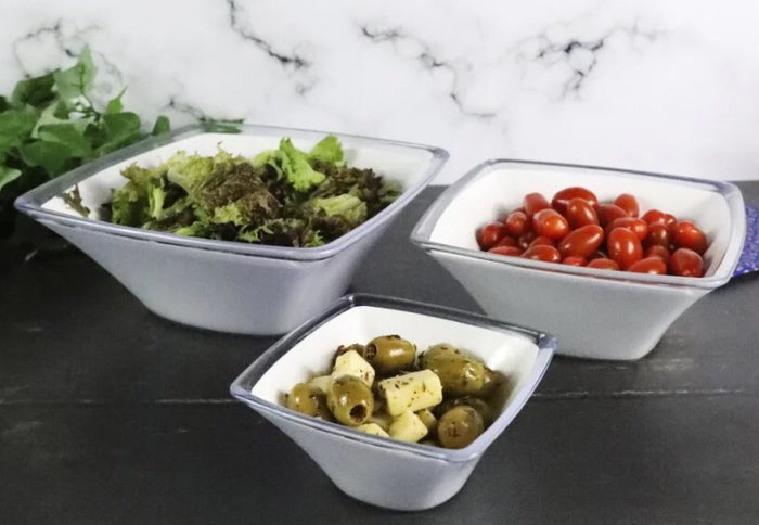 Harfield Acrylic White Curved Display Bowl 2.3Ltr / 24cm x 24cm x 9cm (793)