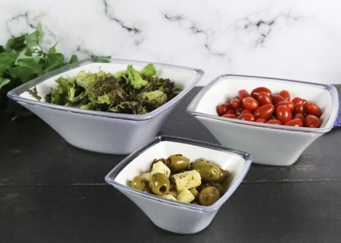 Harfield Acrylic White Curved Display Bowl 500ml / 13cm x 13cm x 6cm (791)