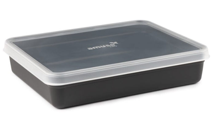 Harfield Black Rectangular Bowl With Clear Lid 2000ml (A768bla)