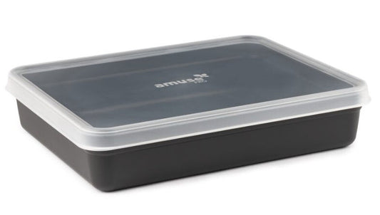 Harfield Black Rectangular Bowl With Clear Lid 2000ml (A768bla)