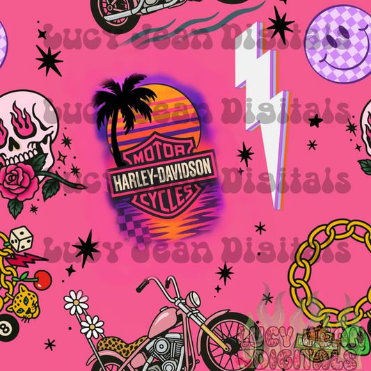 Hd Motorcycle summer party Seamless File
