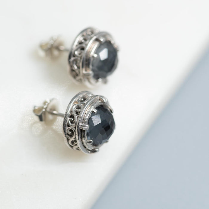 Hematite Doublet Post Earring