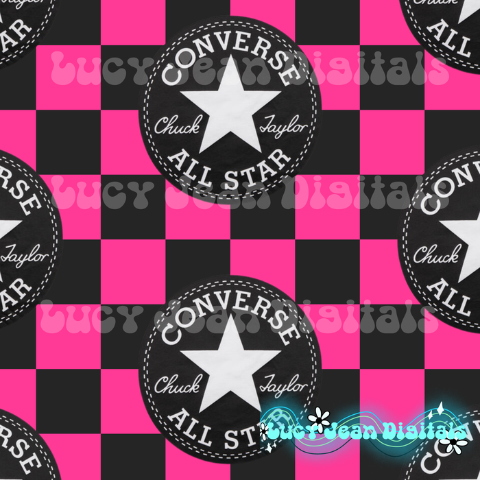 Hot pink checkered sneakers Seamless File