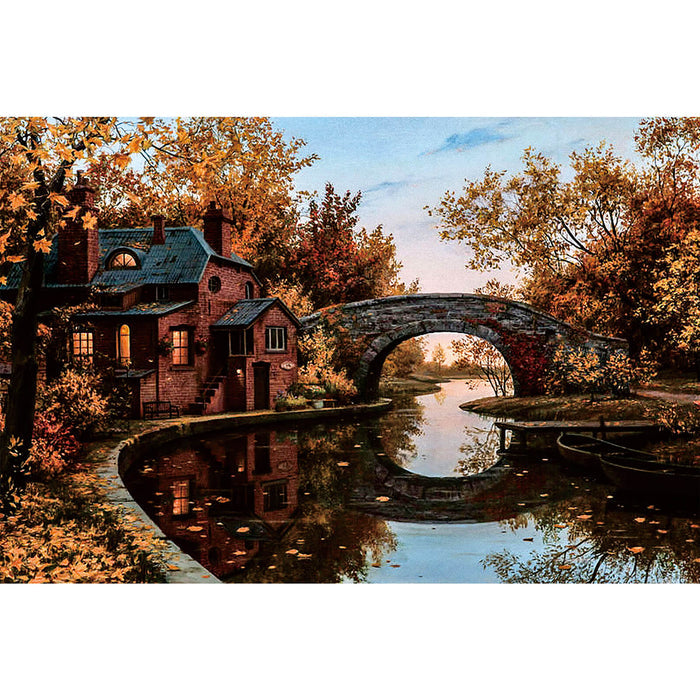 Ingooood Wooden Jigsaw Puzzle 1000 Piece - Autumn colors by the bridge - Ingooood jigsaw puzzle 1000 piece