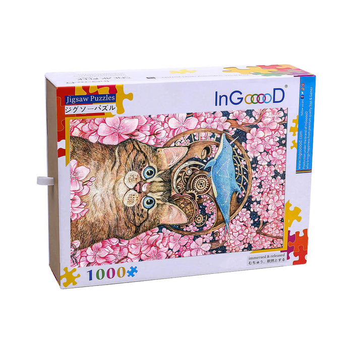 Ingooood Wooden Jigsaw Puzzle 1000 Piece - The Whimsical World of Sakura Cat - Ingooood jigsaw puzzle 1000 piece