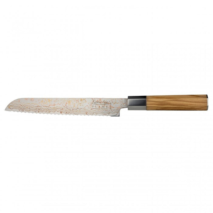 Katana Flame Olive Wood Handled Bread Knife 20cm (Kfo-16)