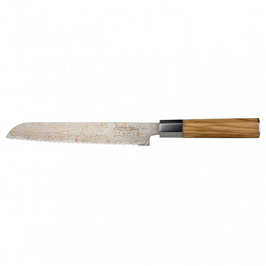 Katana Flame Olive Wood Handled Bread Knife 20cm (Kfo-16)