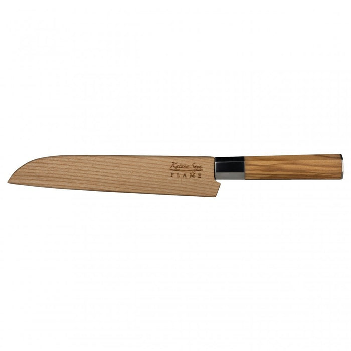 Katana Flame Olive Wood Handled Bread Knife 20cm (Kfo-16)