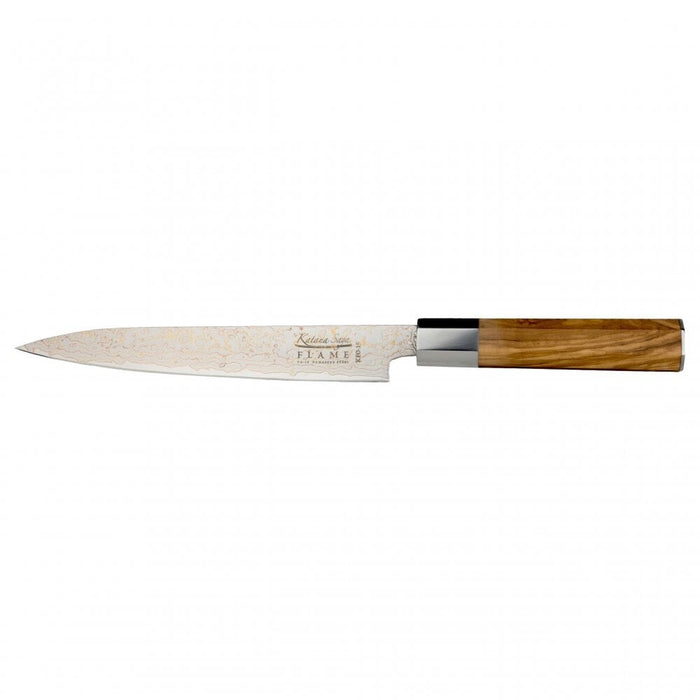 Katana Flame Olive Wood Handled Carving Knife 20cm (Kfo-15)