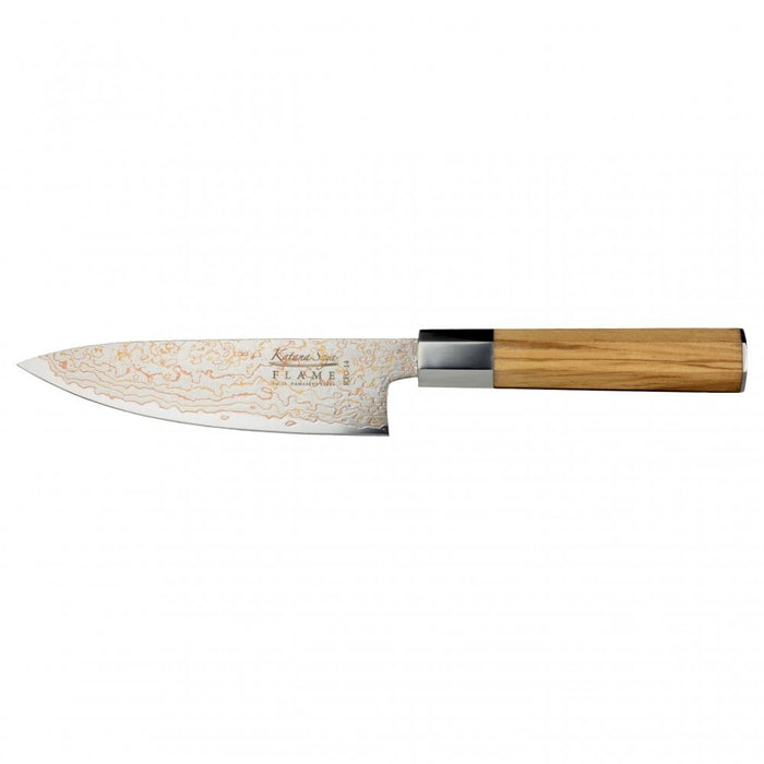 Katana Flame Olive Wood Handled Chefs Knife 15cm (Kfo-14)