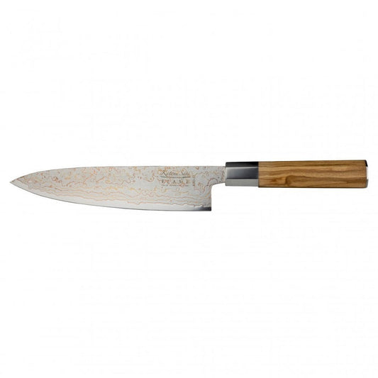 Katana Flame Olive Wood Handled Chefs Knife 20cm (Kfo-17)
