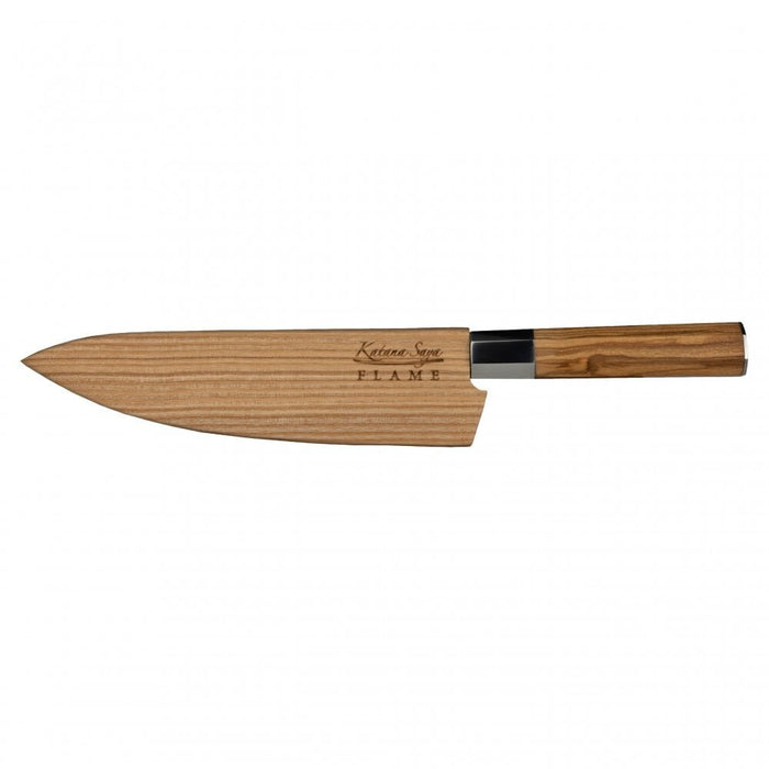 Katana Flame Olive Wood Handled Chefs Knife 20cm (Kfo-17)