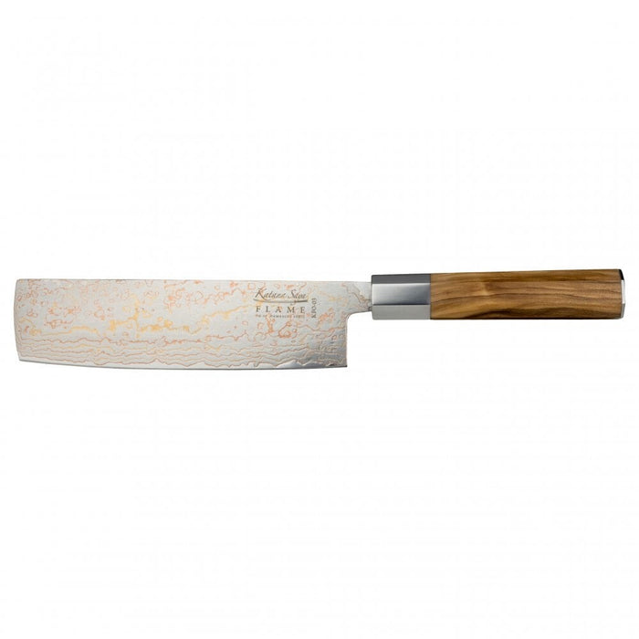 Katana Flame Olive Wood Handled Nakiri Knife 18cm (Kfo-03)