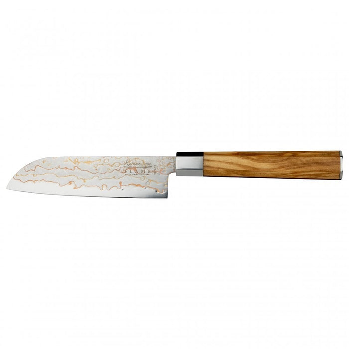Katana Flame Olive Wood Handled Santoku Knife 12cm (Kfo-01)