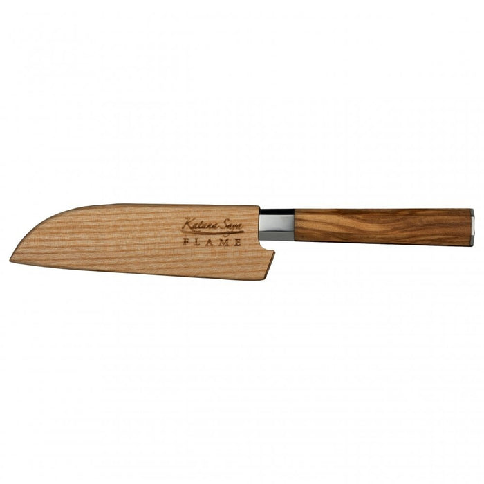 Katana Flame Olive Wood Handled Santoku Knife 12cm (Kfo-01)