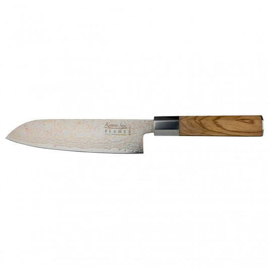 Katana Flame Olive Wood Handled Santoku Knife 18cm (Kfo-02)