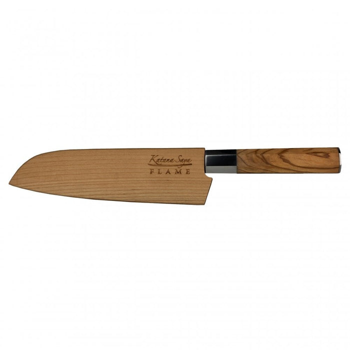 Katana Flame Olive Wood Handled Santoku Knife 18cm (Kfo-02)