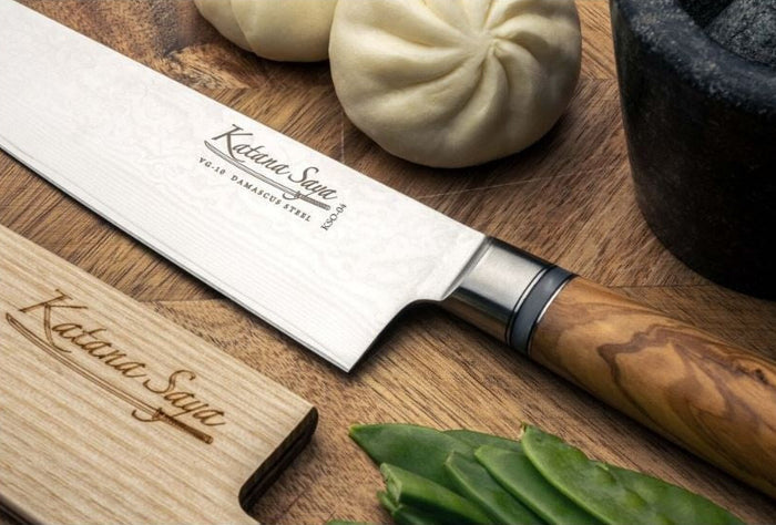 Katana Saya Olive Wood Handled Chefs Knife 20cm (Kso-17)