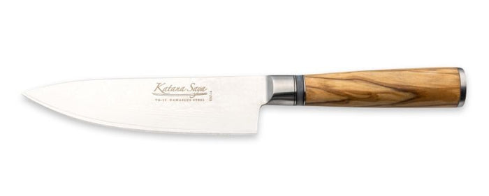 Katana Saya Olive Wood Handled Cooks Knife 15cm (Kso-14)