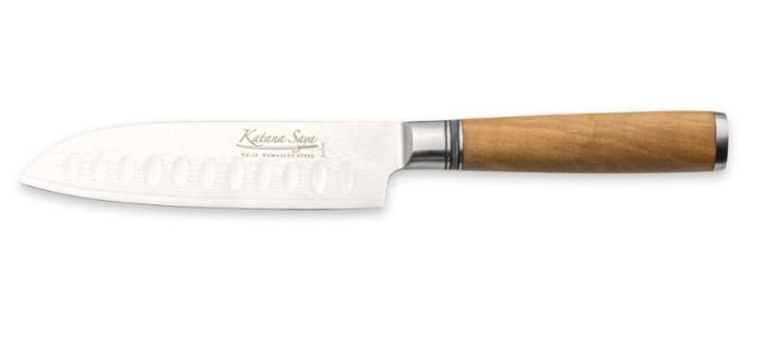 Katana Saya Olive Wood Handled Santoku Knife 12cm (Kso-01)