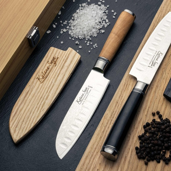 Katana Saya Olive Wood Handled Santoku Knife 12cm (Kso-01)