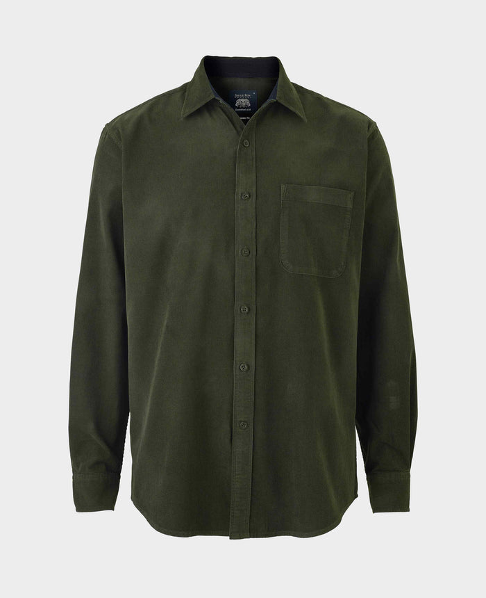 Men's Khaki Cotton Babycord Classic Fit Casual Shirt mannequin shot