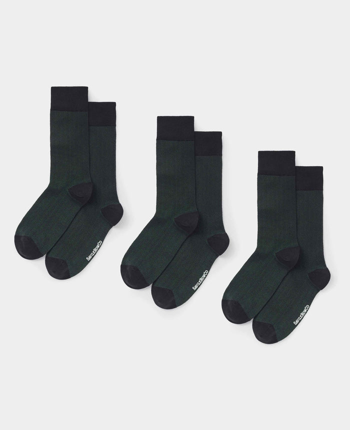 Men's Khaki Cotton Rich Herringbone Three Pack Socks unfolded view