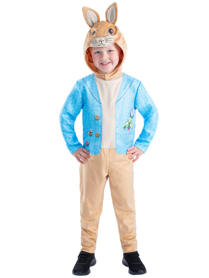 Kids Peter Rabbit Classic Costume with Hood Boys Storybook Fancy Dress Onesie