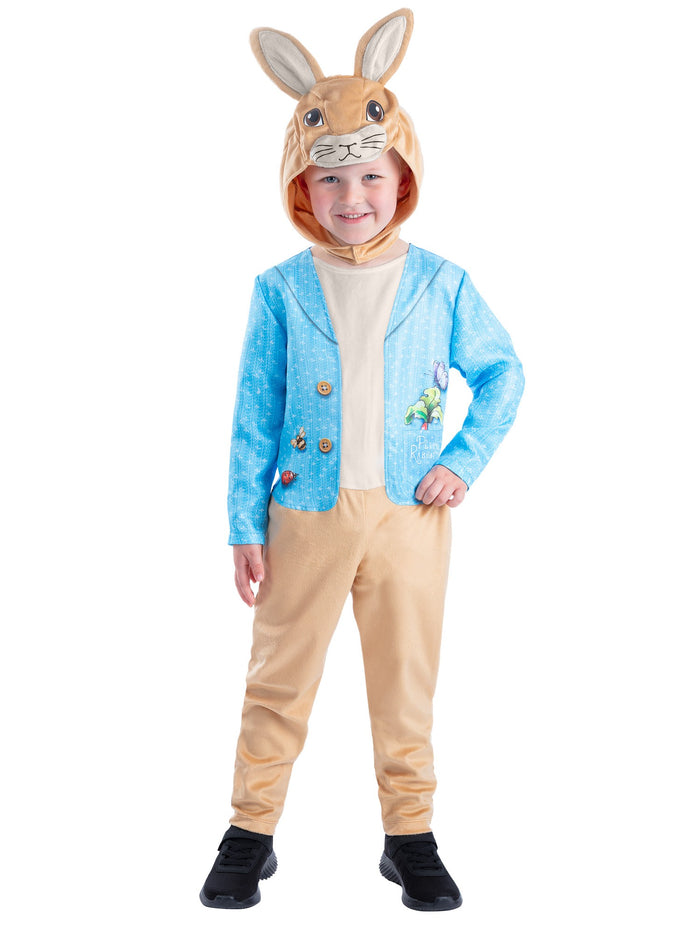 Kids Peter Rabbit Classic Costume with Hood Boys Storybook Fancy Dress Onesie